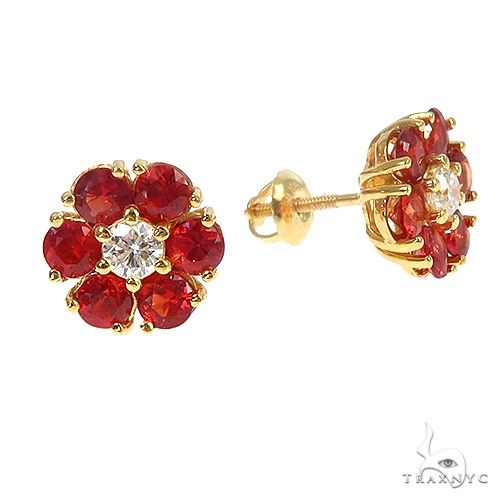 Lover's Petal Sapphire Diamond Flower Earrings Large 66900 - Image 2