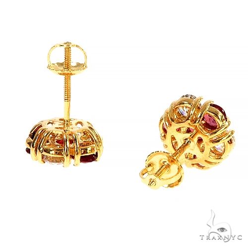 Large Candy Cane Sapphire Diamond Earrings 66975 - Image 3