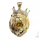 Large Diamond Crown Lion Head Pendant 66264 - Image 1