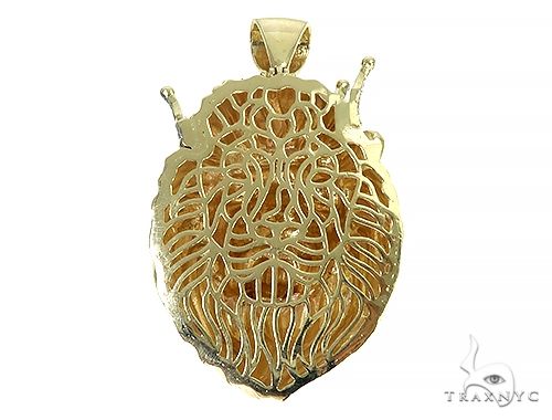 Large Diamond Crown Lion Head Pendant 66264 - Image 3