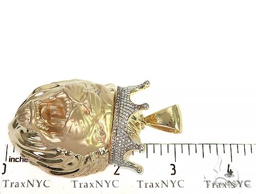 Large Diamond Crown Lion Head Pendant 66264 - Image 6