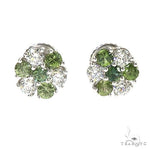 Large Forest Green Diamond Sapphire Flower Earrings 67044 - Image 1