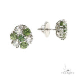 Large Forest Green Diamond Sapphire Flower Earrings 67044 - Image 2