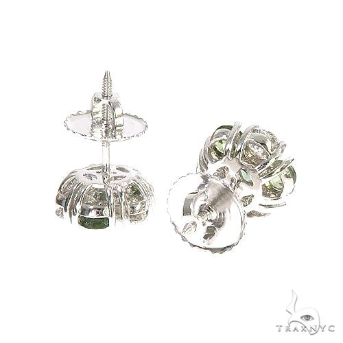 Large Forest Green Diamond Sapphire Flower Earrings 67044 - Image 3