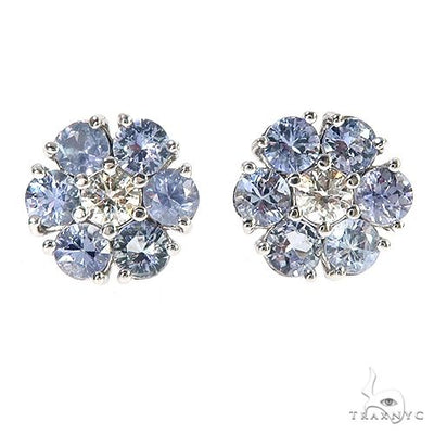 Large Glacier Sapphire Diamond Flower Earrings 67164 - Image 1