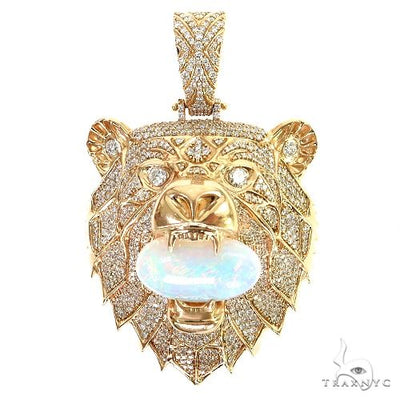 Large Grizzly Bear Opal Diamond Pendant 68854 - Image 1