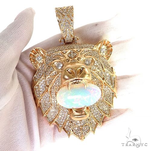 Large Grizzly Bear Opal Diamond Pendant 68854 - Image 8