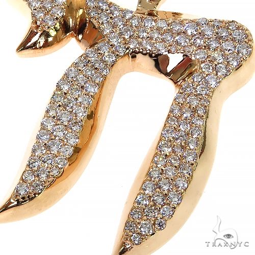 Large Jewish Chai Diamond Pendant 68736 - Image 3