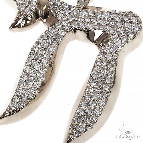 Large Jewish Chai Diamond Pendant ,925 Silver 69920 - Image 3