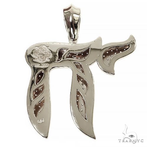 Large Jewish Chai Diamond Pendant ,925 Silver 69920 - Image 5