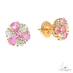 Large Majesty Diamond Sapphire Flower Earrings 67048 - Image 2