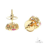 Large Majesty Diamond Sapphire Flower Earrings 67048 - Image 3