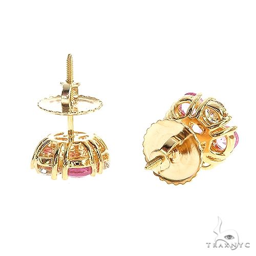 Large Majesty Diamond Sapphire Flower Earrings 67048 - Image 3