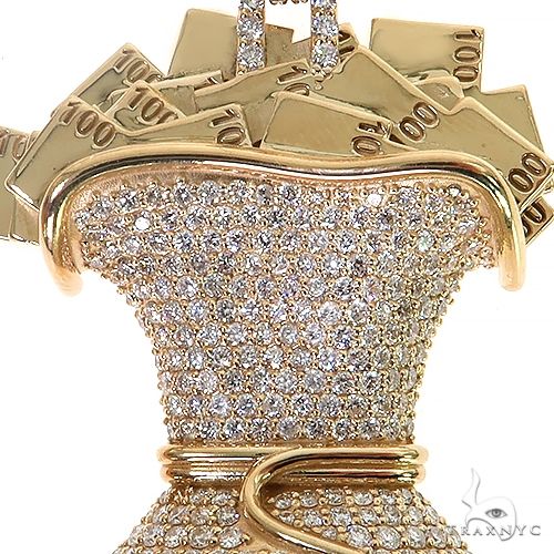 Large Money Bag Diamond Pendant 68663 - Image 3