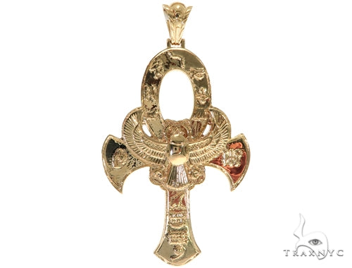 Large 14K Yellow Gold TraxNYC's Mystique Ankh Cross Crucifix 57694 - Image 1