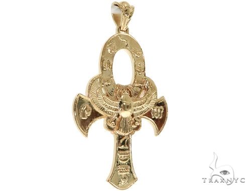 Large 14K Yellow Gold TraxNYC's Mystique Ankh Cross Crucifix 57694 - Image 2