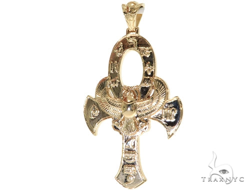 Large 14K Yellow Gold TraxNYC's Mystique Ankh Cross Crucifix 57694 - Image 4