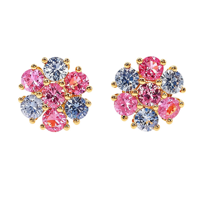 Large Cotton Candy Sapphire Flower Earrings 66790