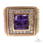 Leather Cut Amethyst Diamond Ring 69234 - Image 2