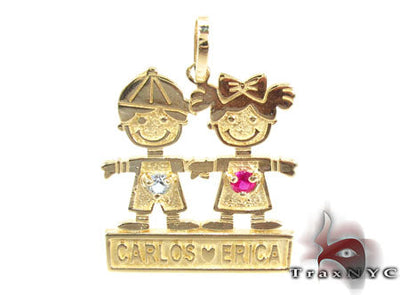 Little Kid Couple Gold Pendant 28021 - Image 1