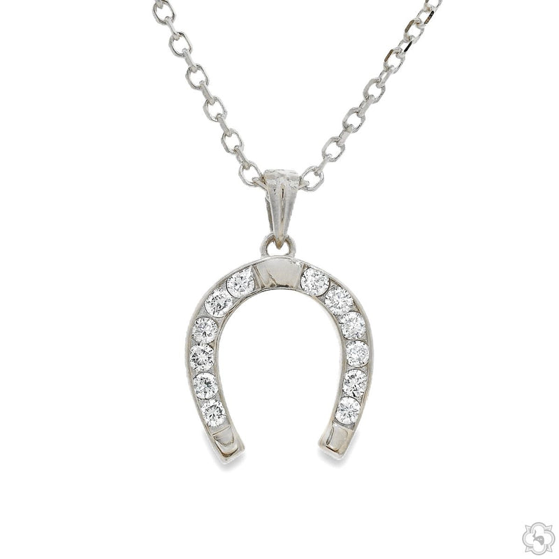 Lucky Horseshoe Diamond Pendant .925 Silver 70774 - Image 1