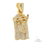 Medium 14K Gold Diamond Jesus Pendant 67778 - Image 2