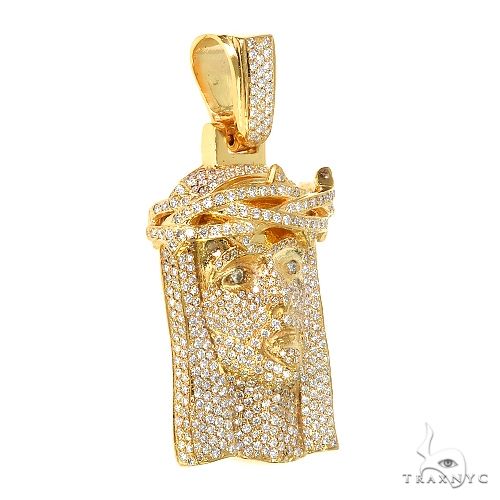 Medium 14K Gold Diamond Jesus Pendant (Lab) 69463 - Image 2