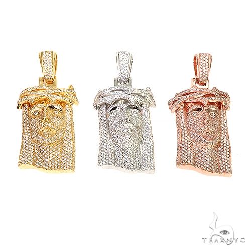 Medium 14K Gold Diamond Jesus Pendant (Lab) 69463 - Image 7