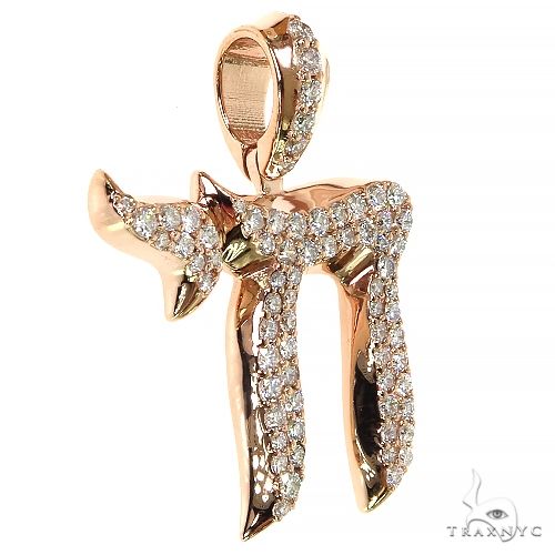 Medium Jewish Chai Diamond Pendant 68737 - Image 2