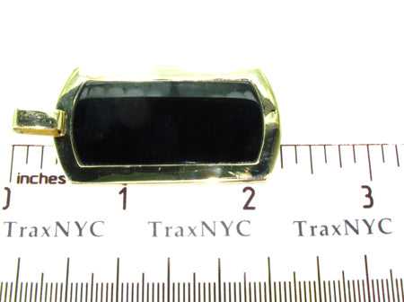 Medium Yellow Gold Onyx Dog Tag 27448 - Image 4