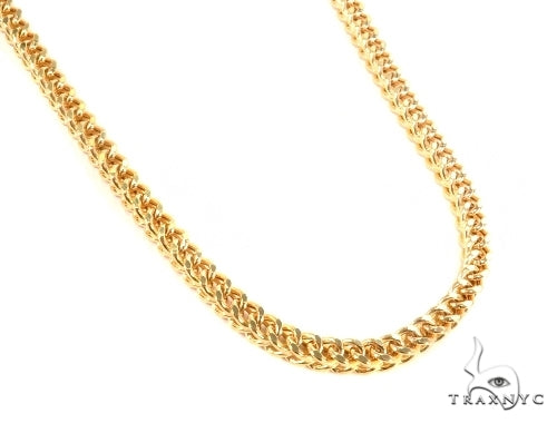 Mens 10k Hollow Yellow Gold Franco Chain 26 Inches 6.8mm   47740 - Image 2