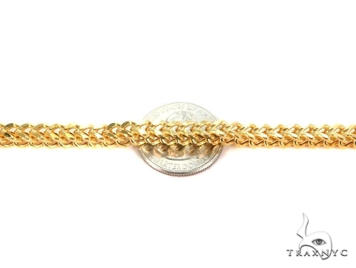 Mens 10k Hollow Yellow Gold Franco Chain 26 Inches 6.8mm   47740 - Image 3