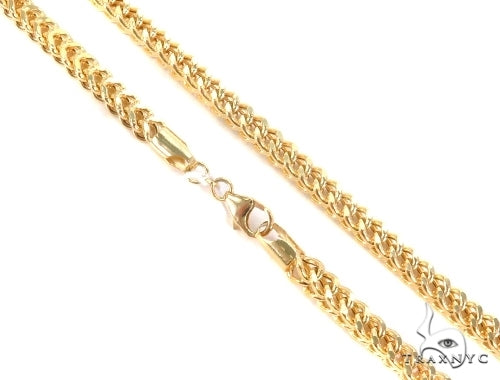 Mens 10k Hollow Yellow Gold Franco Chain 28 Inches 6.8mm   47741 - Image 1