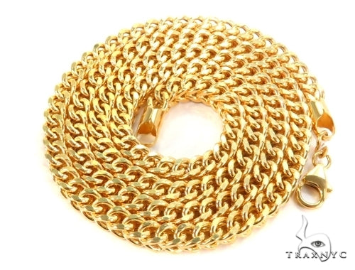Mens 10k Hollow Yellow Gold Franco Chain 28 Inches 6.8mm   47741 - Image 4