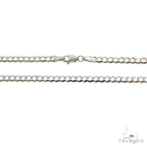 Mens 14k Solid White Gold Curb Chain 24 Inches 3.6mm   47175 - Image 3