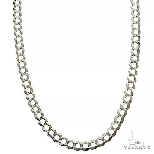 Mens 14k Solid White Gold Curb Link Chain 22 Inches 3.6mm 47174 - Image 1