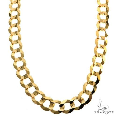 Mens 14k Yellow Gold Solid Curb Link Chain 22 Inches 9.4mm   47314 - Image 1