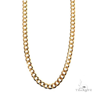 Mens 14k Solid Yellow Gold Curb Chain 18 Inches 3.3mm   47098 - Image 1