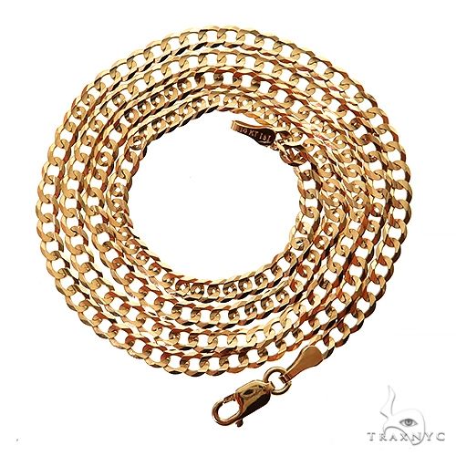 Mens 14k Solid Yellow Gold Curb Chain 18 Inches 3.3mm   47098 - Image 3