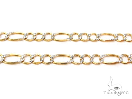 Mens 14k Solid Yellow Gold Diamond Cut Figaro Link Chain 24 Inches 7mm   47353 - Image 2