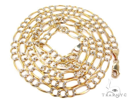 Mens 14k Solid Yellow Gold Diamond Cut Figaro Link Chain 24 Inches 7mm   47353 - Image 5
