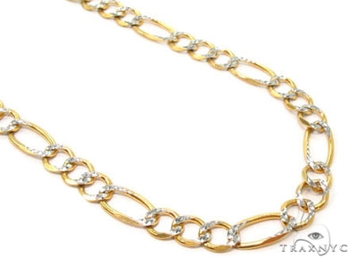 Mens 14k Solid Yellow Gold Diamond Cut  Figaro Link Chain 26 Inches 7mm   47354 - Image 1