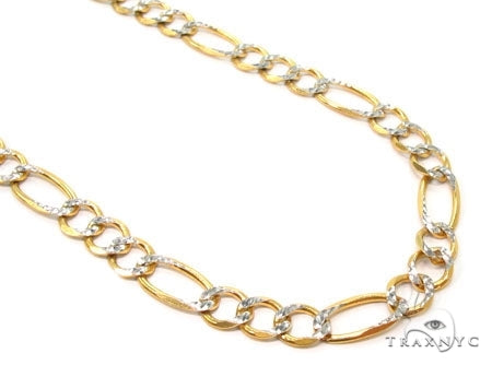 Mens 14k Solid Yellow Gold Diamond Cut  Figaro Link Chain 26 Inches 7mm   47354 - Image 1