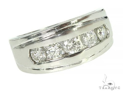 Mens Luxuriousness Five White Gold Wedding Ring 8582 - Image 1