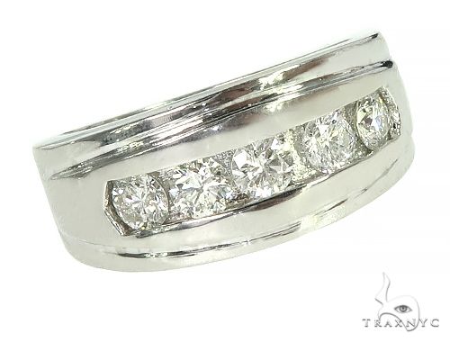 Mens Luxuriousness Five White Gold Wedding Ring 8582 - Image 1
