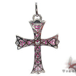 Ladies Prong Pink Ruby & Diamond Cross Crucifix 22346 - Image 4