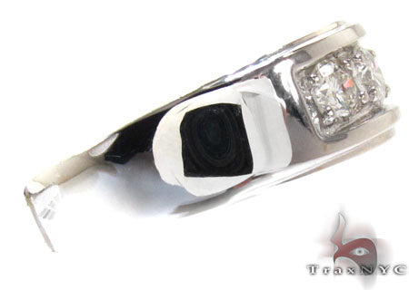 Mens Five Stone Prong Set White Gold Wedding Ring 22068 - Image 4