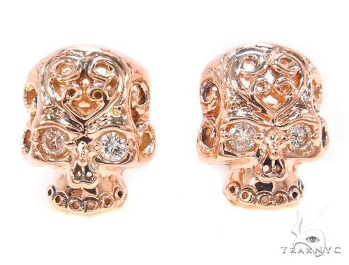 Mens Rose Gold Skull Earrings 35015 - Image 1