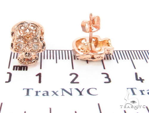 Mens Rose Gold Skull Earrings 35015 - Image 5