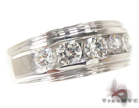 Mens White Gold Channel Diamond Ring 21041 - Image 1